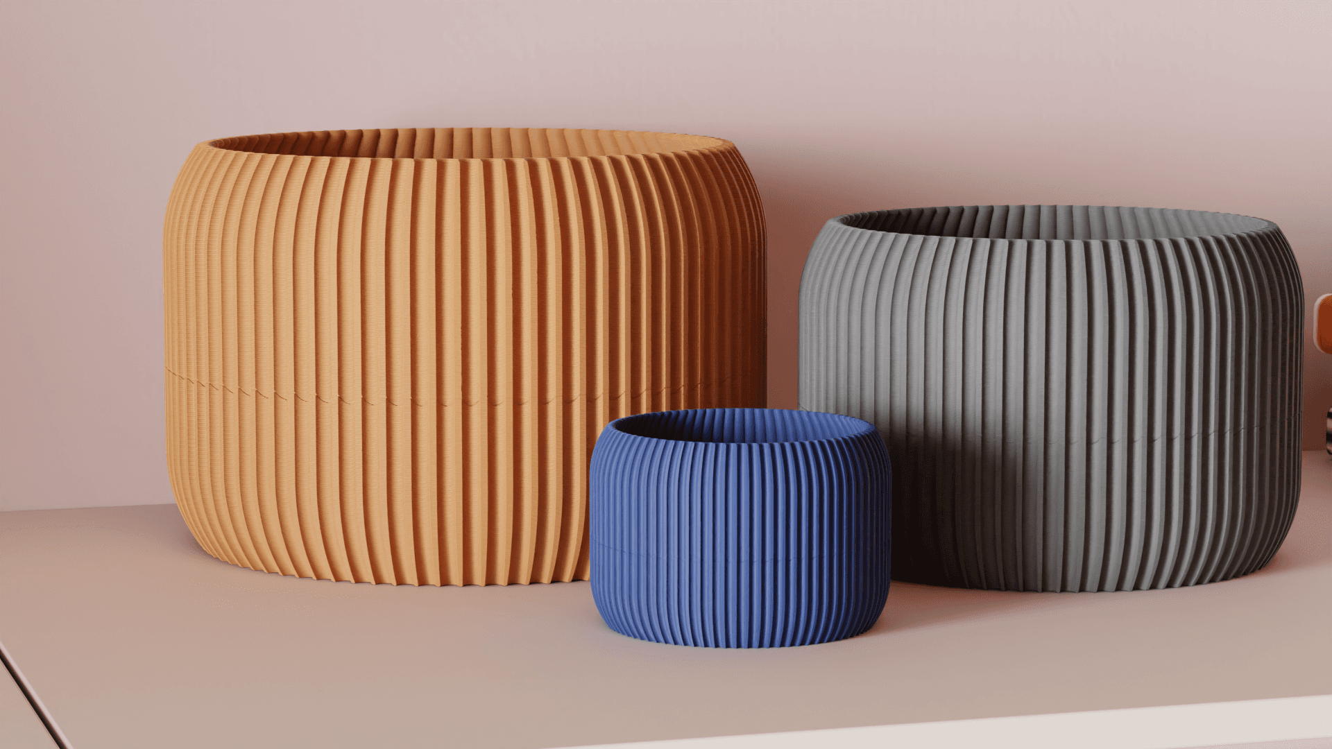 Ribbed Plant Pot – Modern Planter With Drip Tray
